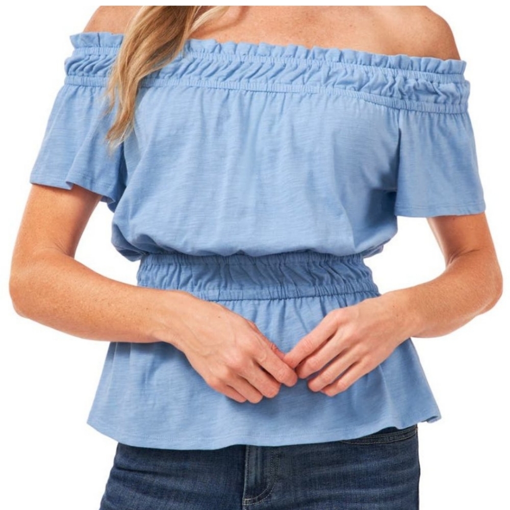 NWT CeCe Off the Shoulder Peplum Top SIZE MEDIUM